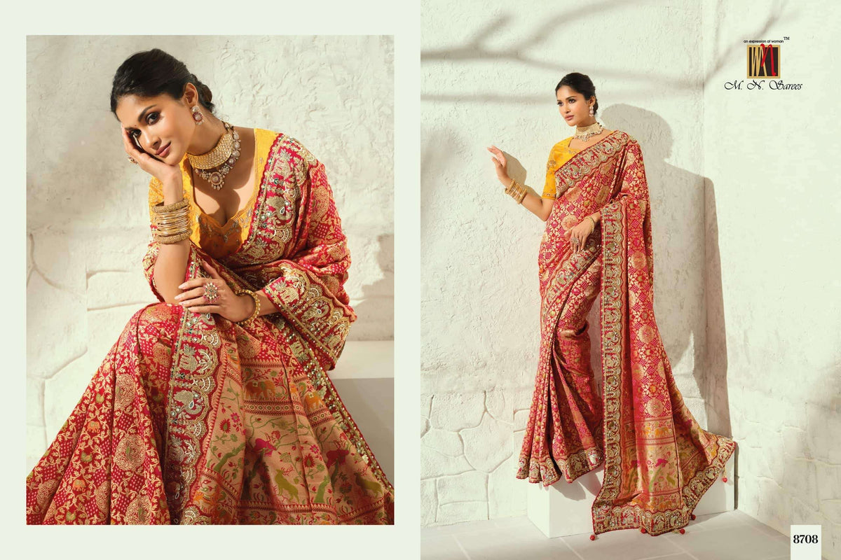 M.N SAREES 8700 SERIES Georgette Bhandhej Saree