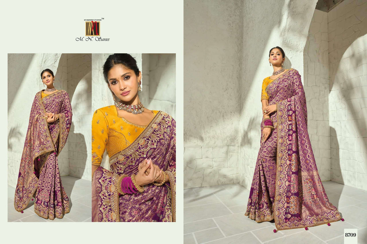 M.N SAREES 8700 SERIES Georgette Bhandhej Saree
