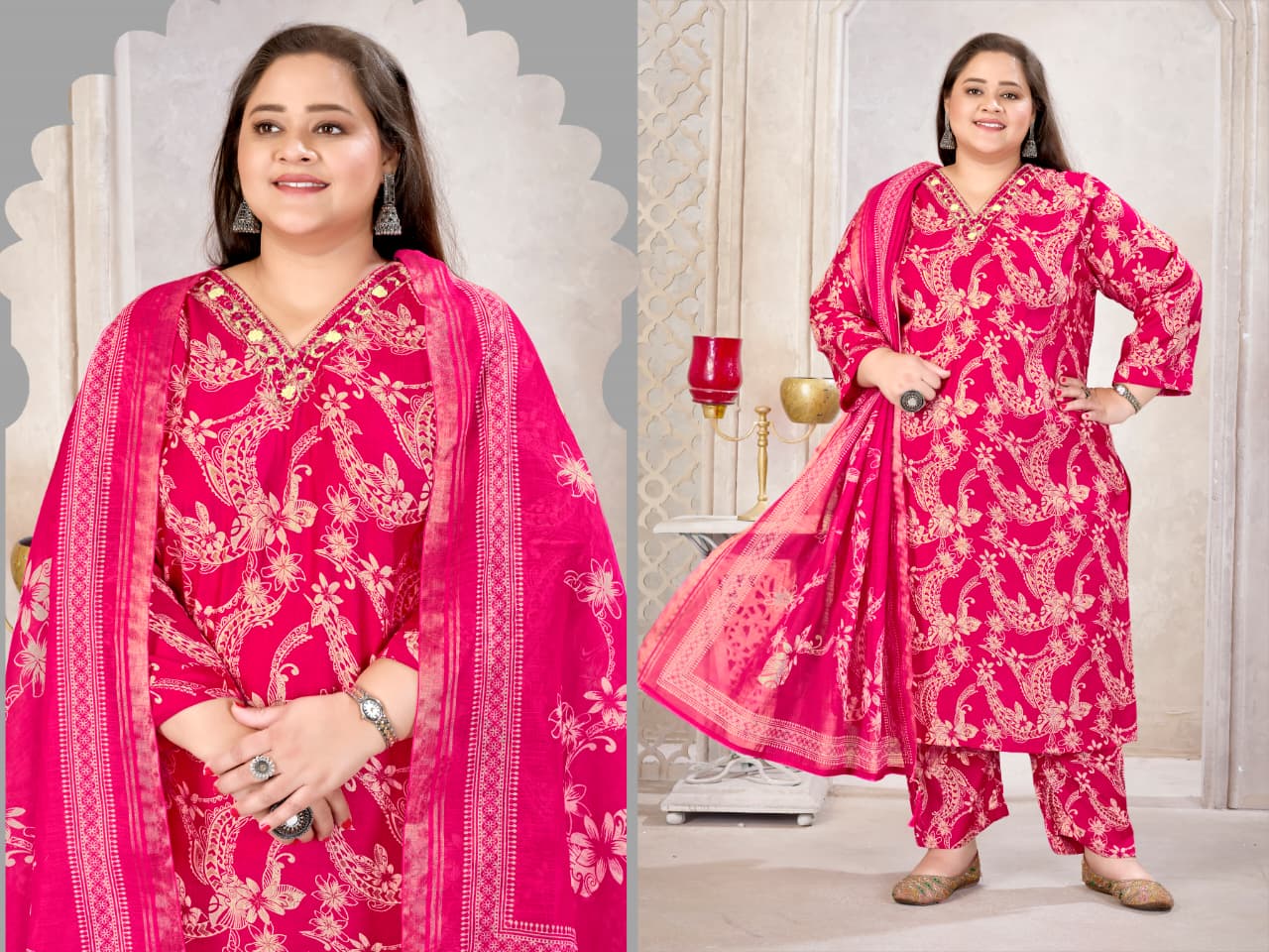 Moksh Glory D No 8667 Viscose Kurti Pant Dupatta Set - Amrah Wholesale