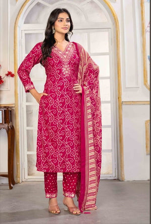Moksh Gori D No 1439 Rayon Kurti Pant Dupatta Set - Amrah Wholesale