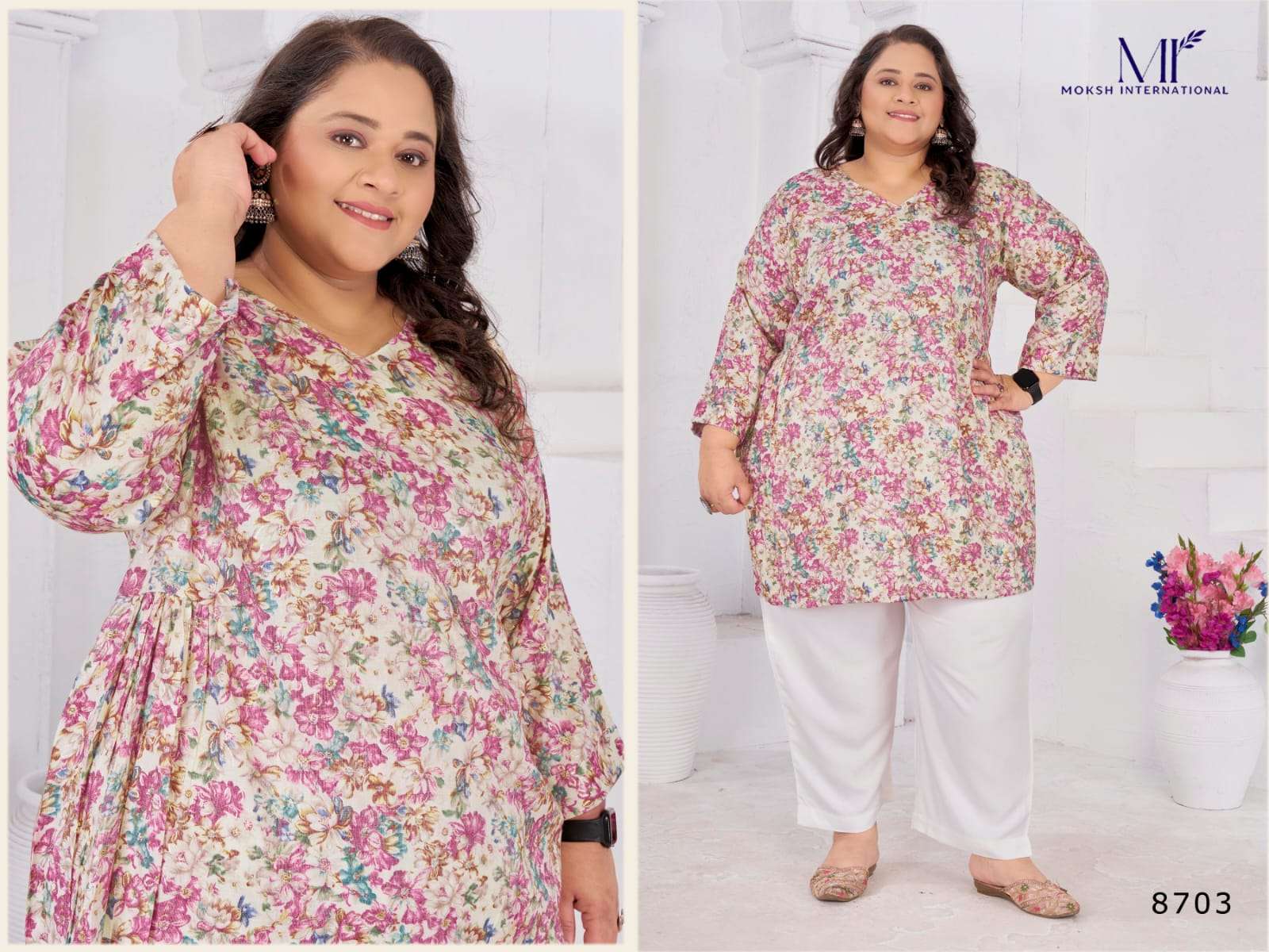 Moksh International Big Size Subh Vol-1 Rayon Printed Kurti