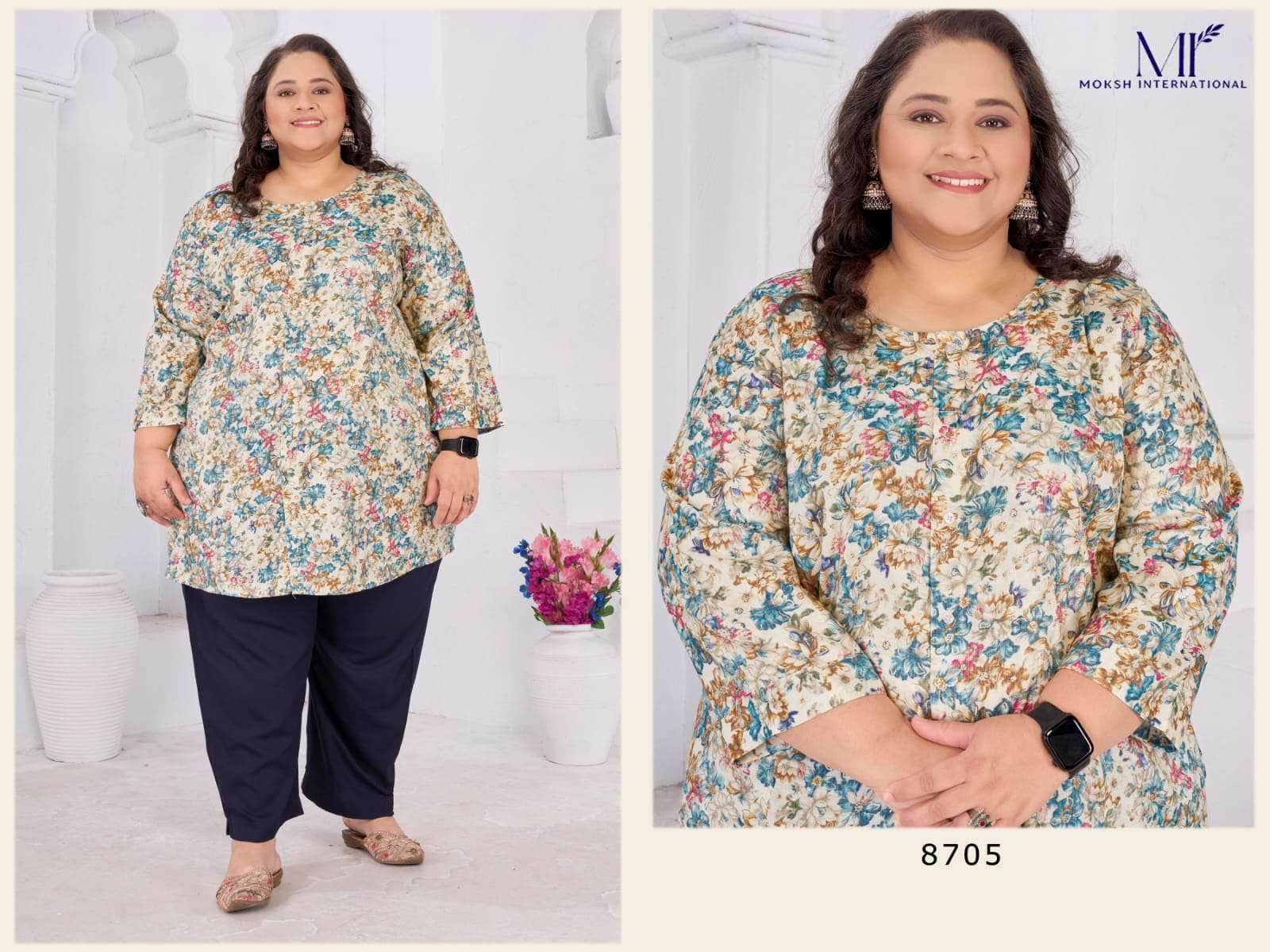 Moksh International Big Size Subh Vol-1 Rayon Printed Kurti