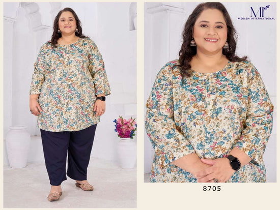 Moksh International Big Size Subh Vol-1 Rayon Printed Kurti