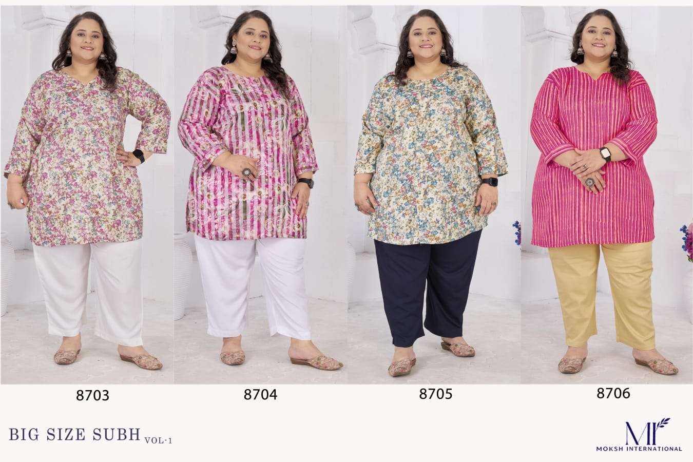 Moksh International Big Size Subh Vol-1 Rayon Printed Kurti