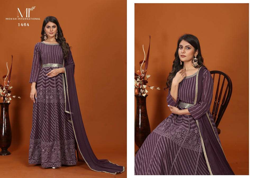 Moksh International Mahek Faux Embroidery Gowns - Amrah Wholesale