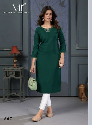 Moksh International Mirror Vol-2 Pure Cotton Handwork Stitched Kurtis