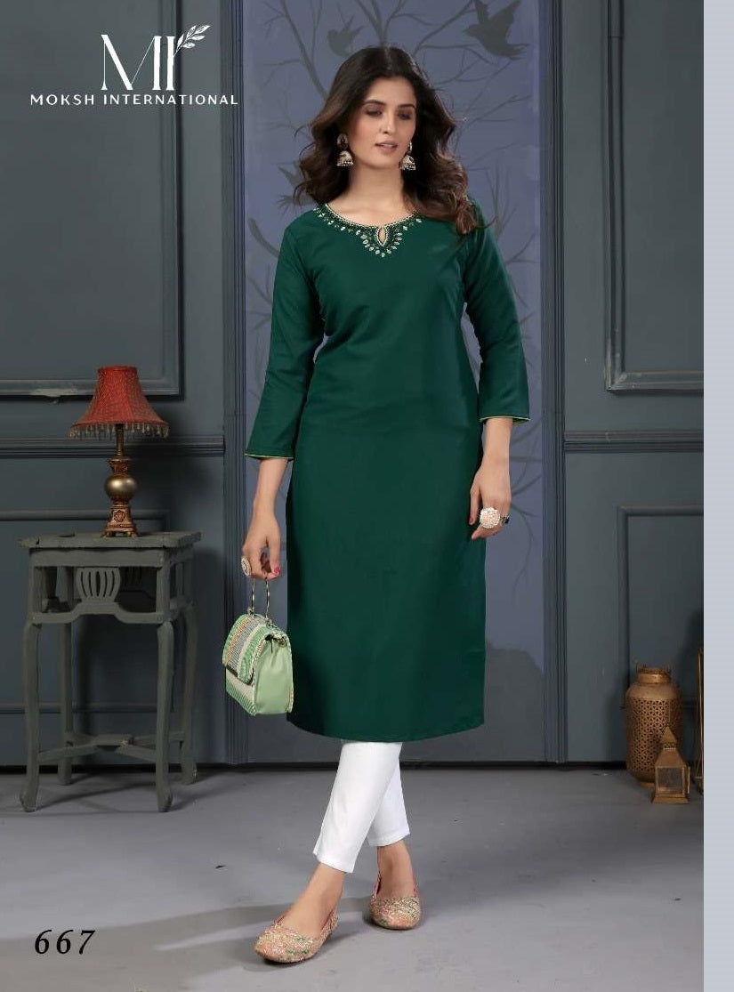 Moksh International Mirror Vol-2 Pure Cotton Handwork Stitched Kurtis