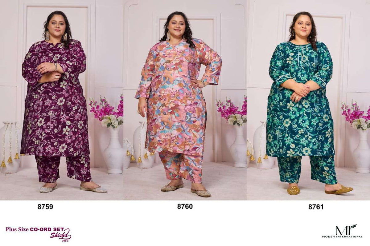 MOKSH INTERNATIONAL PLUS SIZE CO-ORD SET SHISHA Vol-2 Viscose Rayon Printed Co-Ord Set