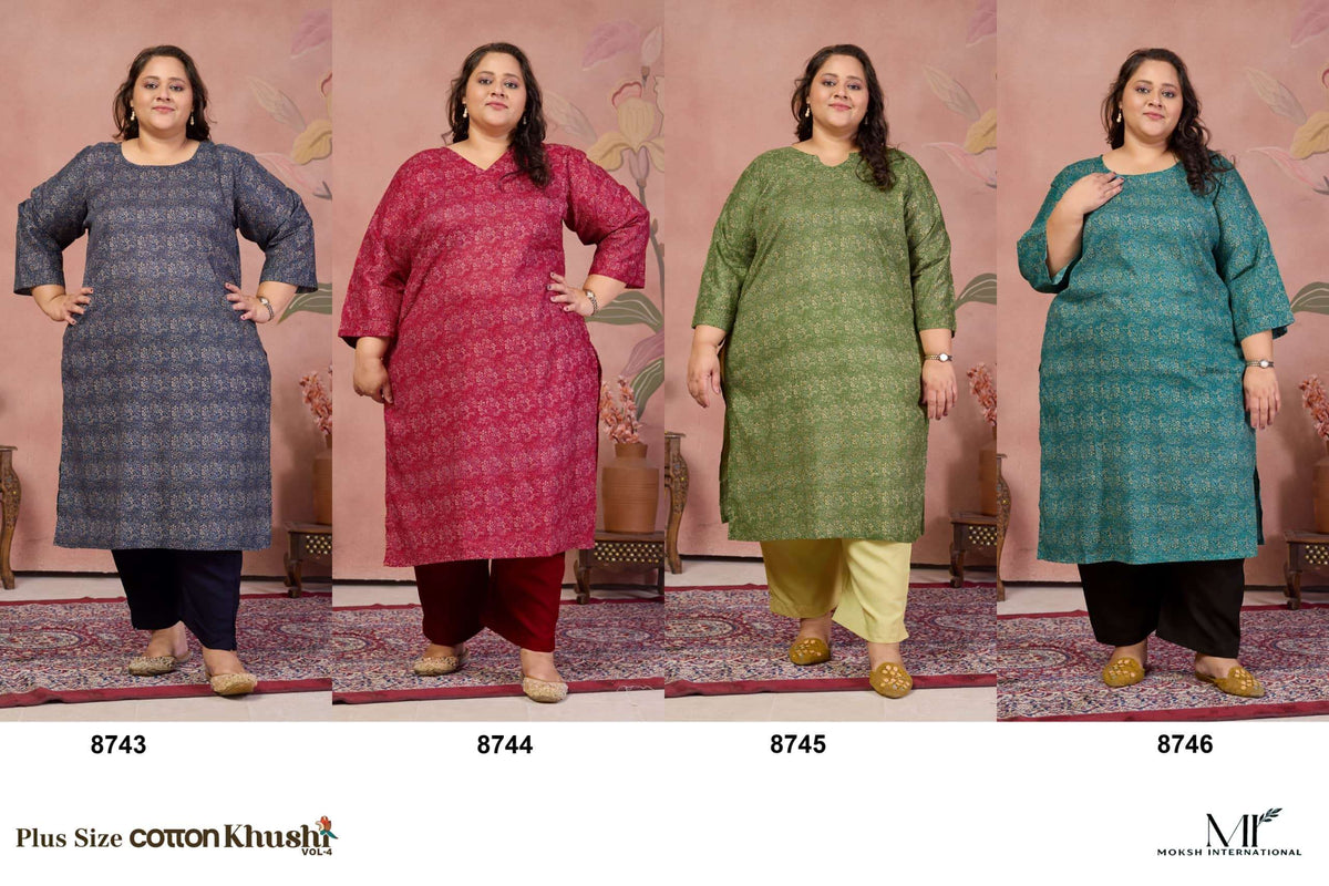 MOKSH INTERNATIONAL PLUS SIZE COTTON KHUSHI Vol-4 Cotton Readymade Kurti