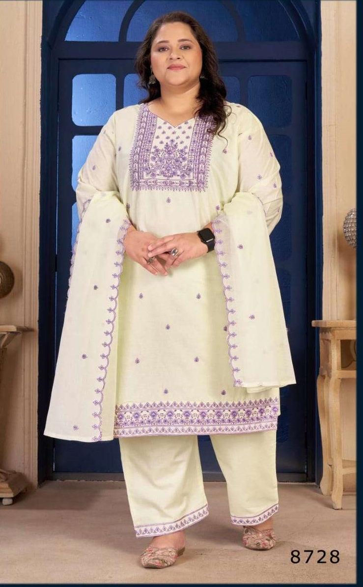 Moksh International Plus Size Pure Cotton Vol-2 Embroidered Salwar Suit Set