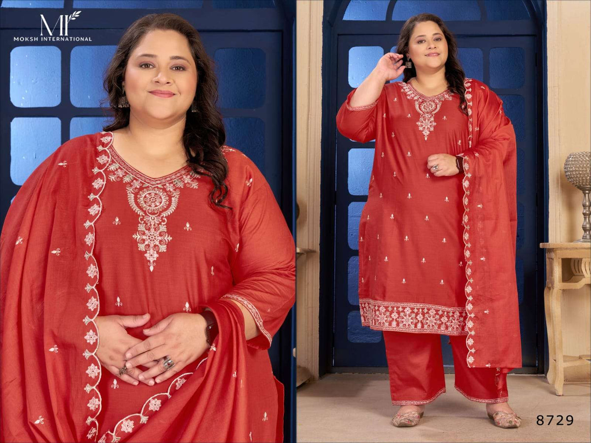 Moksh International Plus Size Pure Cotton Vol-2 Embroidered Salwar Suit Set