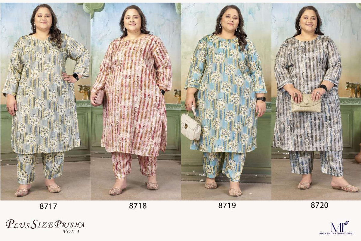 Moksh International Prisha Vol-1 Plus Size Rayon Printed Co-Ord Set - Amrah Wholesale