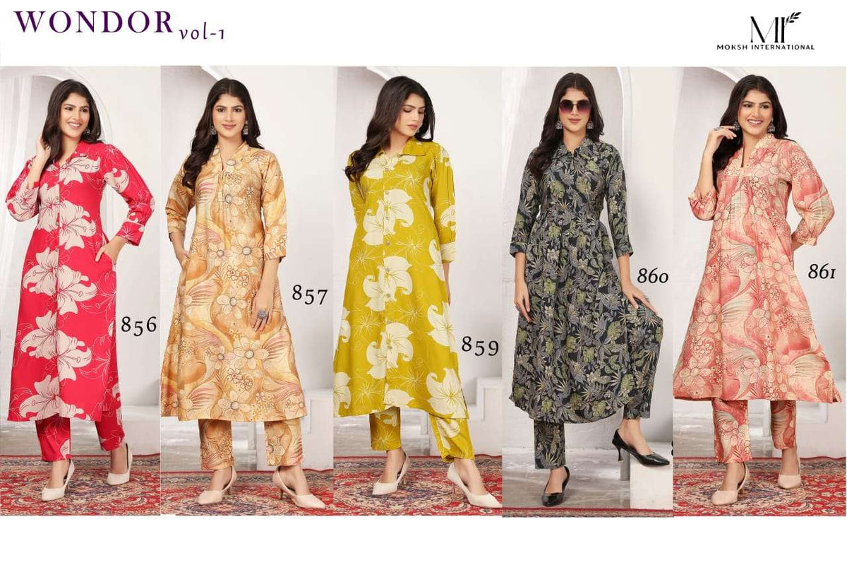 Moksh International Wonder Vol 1 Rayon Chanderi Co Ord Set - Amrah Wholesale