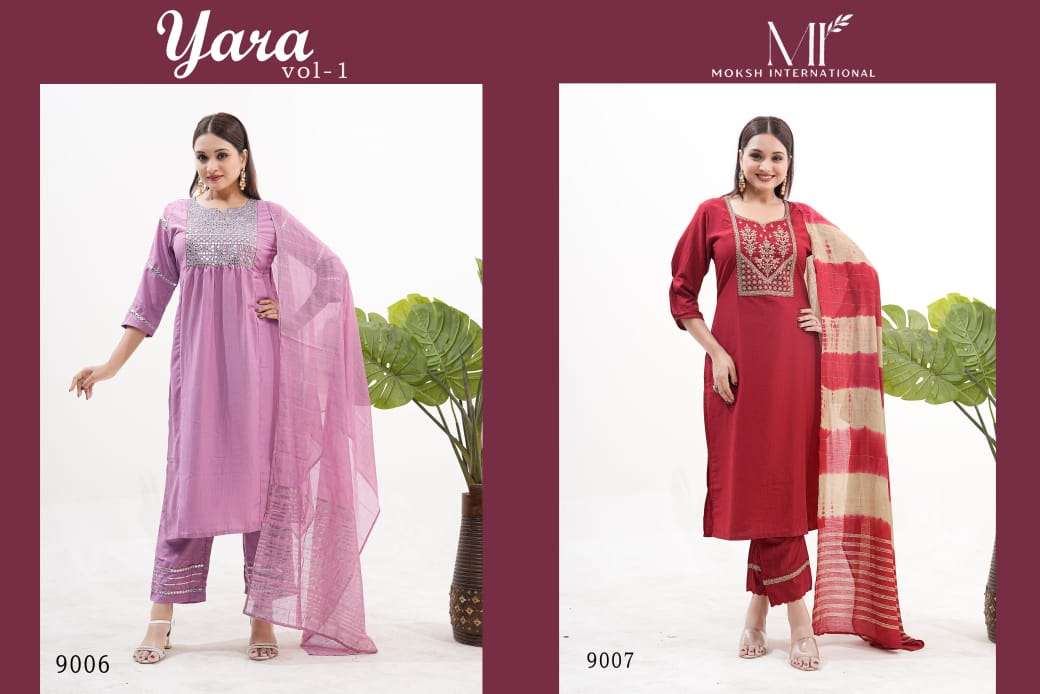 Moksh International Yara Vol-01 Vichitra Silk Embroidery Salwar Suit Set