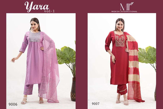 Moksh International Yara Vol-01 Vichitra Silk Embroidery Salwar Suit Set