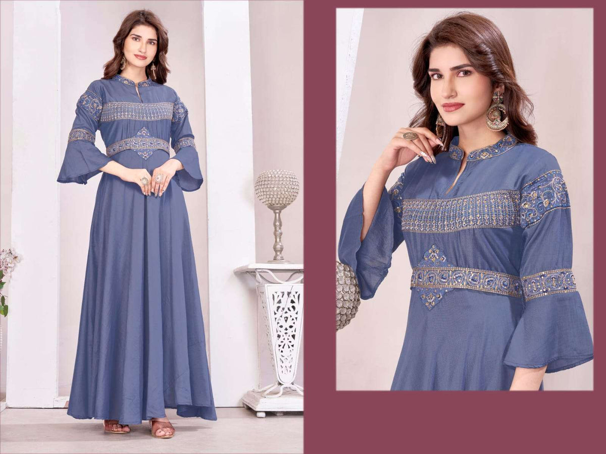 Moksh International Yashvi Vol-1 Muslin Printed Gown