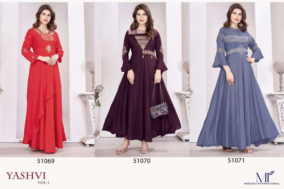 Moksh International Yashvi Vol-1 Muslin Printed Gown