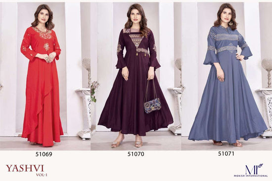 Moksh International Yashvi Vol-1 Muslin Printed Gown