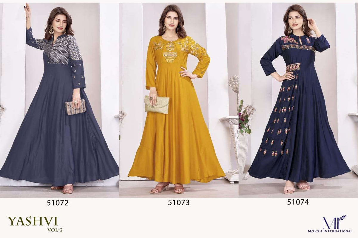 Moksh International Yashvi Vol-2 Muslin Printed Gown