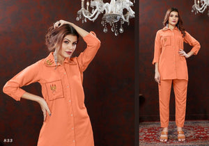 Moksh Karigiri D No 833 Cotton Hand Work Stitched Co Ord Set