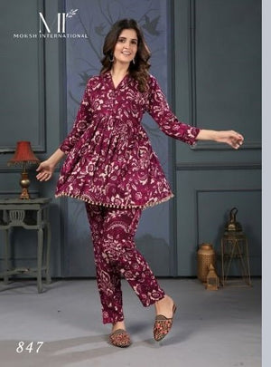 Moksh Lotus D No. 847 Premium Rayon Printed Co-Ord Set - Amrah Wholesale