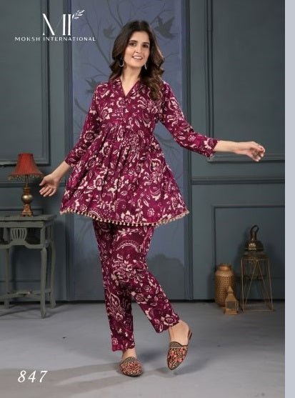 Moksh Lotus D No. 847 Premium Rayon Printed Co-Ord Set - Amrah Wholesale