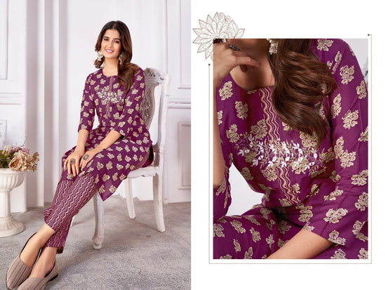 Moksh Magic D No 8497 Royal Silk Kurti Pant Set