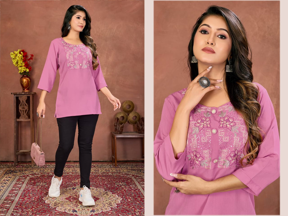 Moksh Niki Vol 2 Rinkal Cotton Embroidered Short Kurti