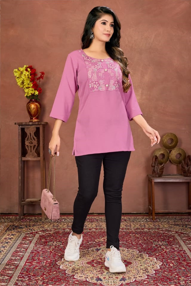 Moksh Niki Vol 2 Rinkal Cotton Embroidered Short Kurti
