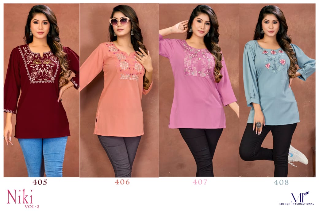 Moksh Niki Vol 2 Rinkal Cotton Embroidered Short Kurti