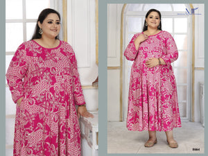 Moksh Plus Size Color D No 8664 Premium Rayon Printed Long Kurti