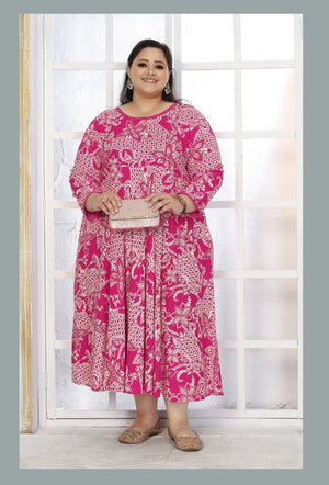Moksh Plus Size Color D No 8664 Premium Rayon Printed Long Kurti