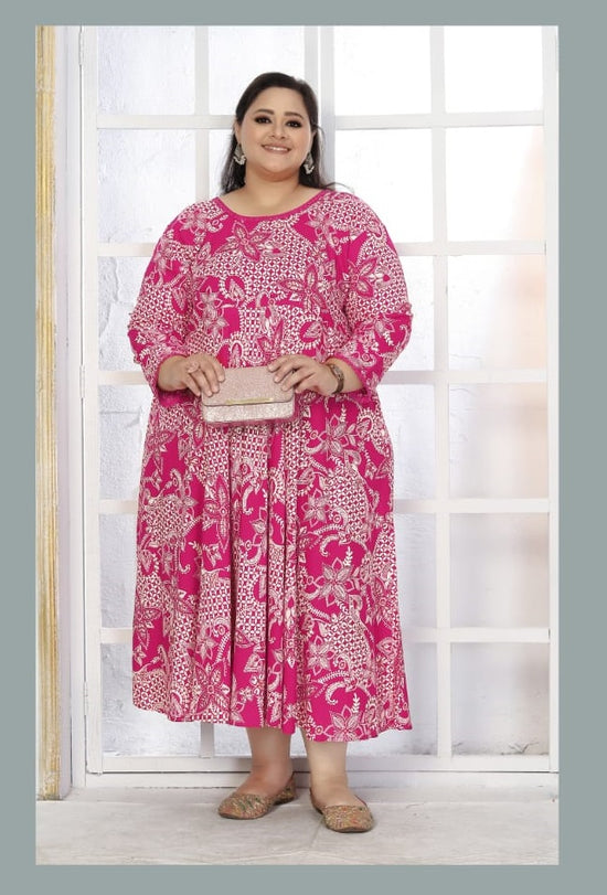 Moksh Plus Size Color D No 8664 Premium Rayon Printed Long Kurti