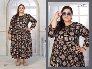 Moksh Plus Size Color D No 8657 Rayon Long Kurti