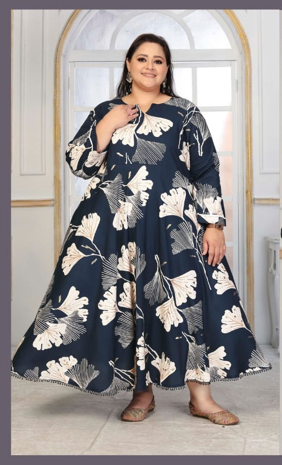 Moksh Plus Size Color D No 8659 Rayon Long Kurti