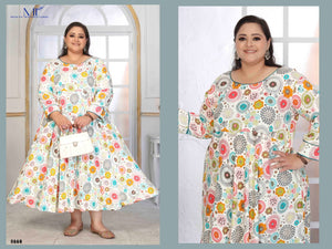 Moksh Plus Size Color D No 8660 Rayon Long Kurti