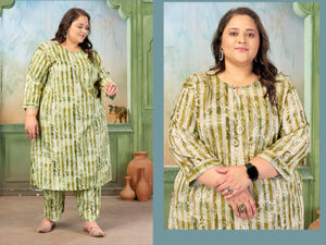 Moksh Plus Size Prisha Vol 2 Rayon Slub Printed Kurti Pant Set