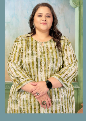 Moksh Plus Size Prisha Vol 2 Rayon Slub Printed Kurti Pant Set