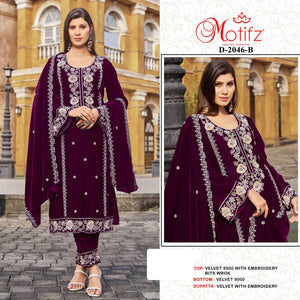 Motifz 2046 Velvet Embroidered Pakistani Suit