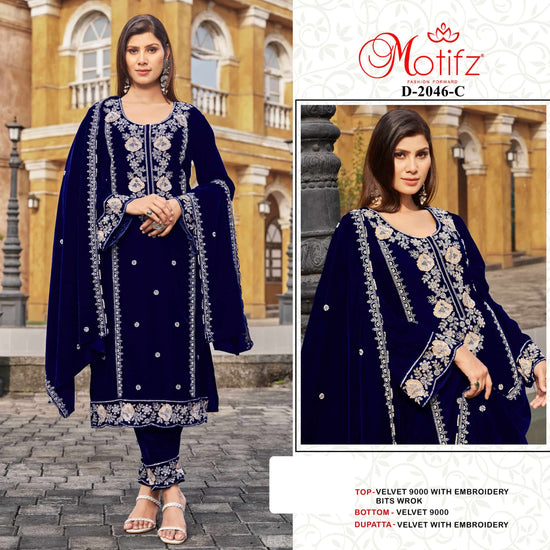 Motifz 2046 Velvet Embroidered Pakistani Suit