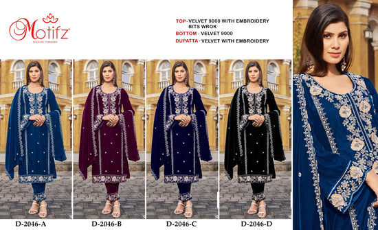 Motifz 2046 Velvet Embroidered Pakistani Suit