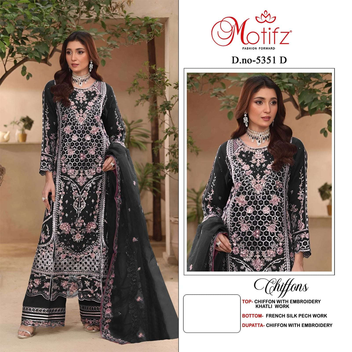 MOTIFZ 5351 Chiffon Pakistani Suit