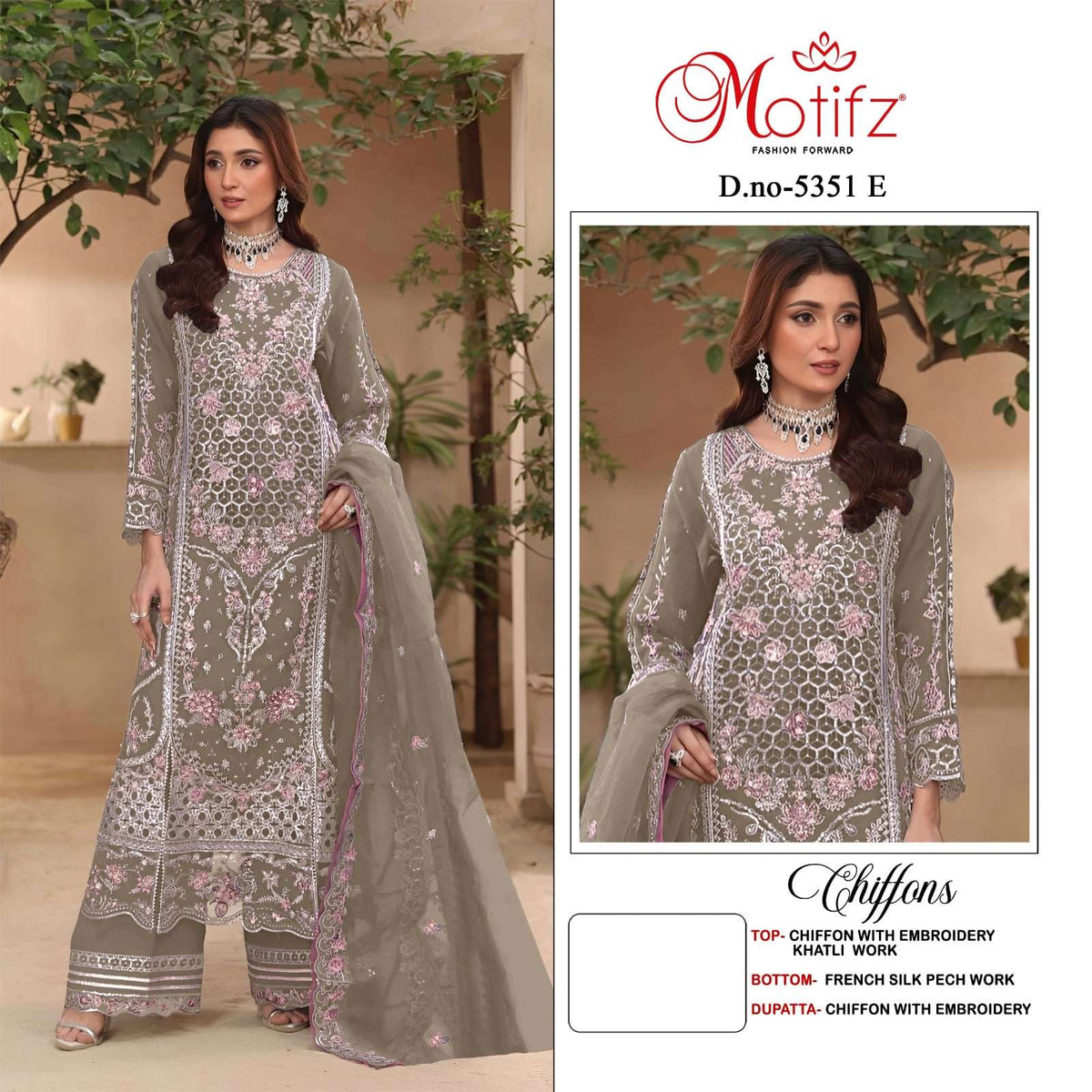 MOTIFZ 5351 Chiffon Pakistani Suit