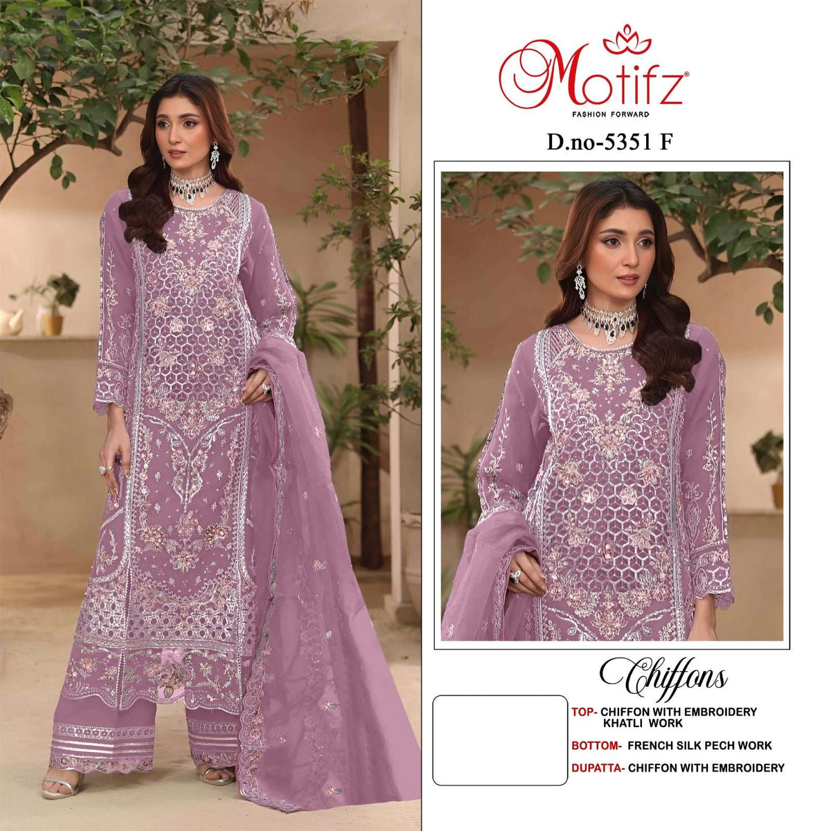 MOTIFZ 5351 Chiffon Pakistani Suit
