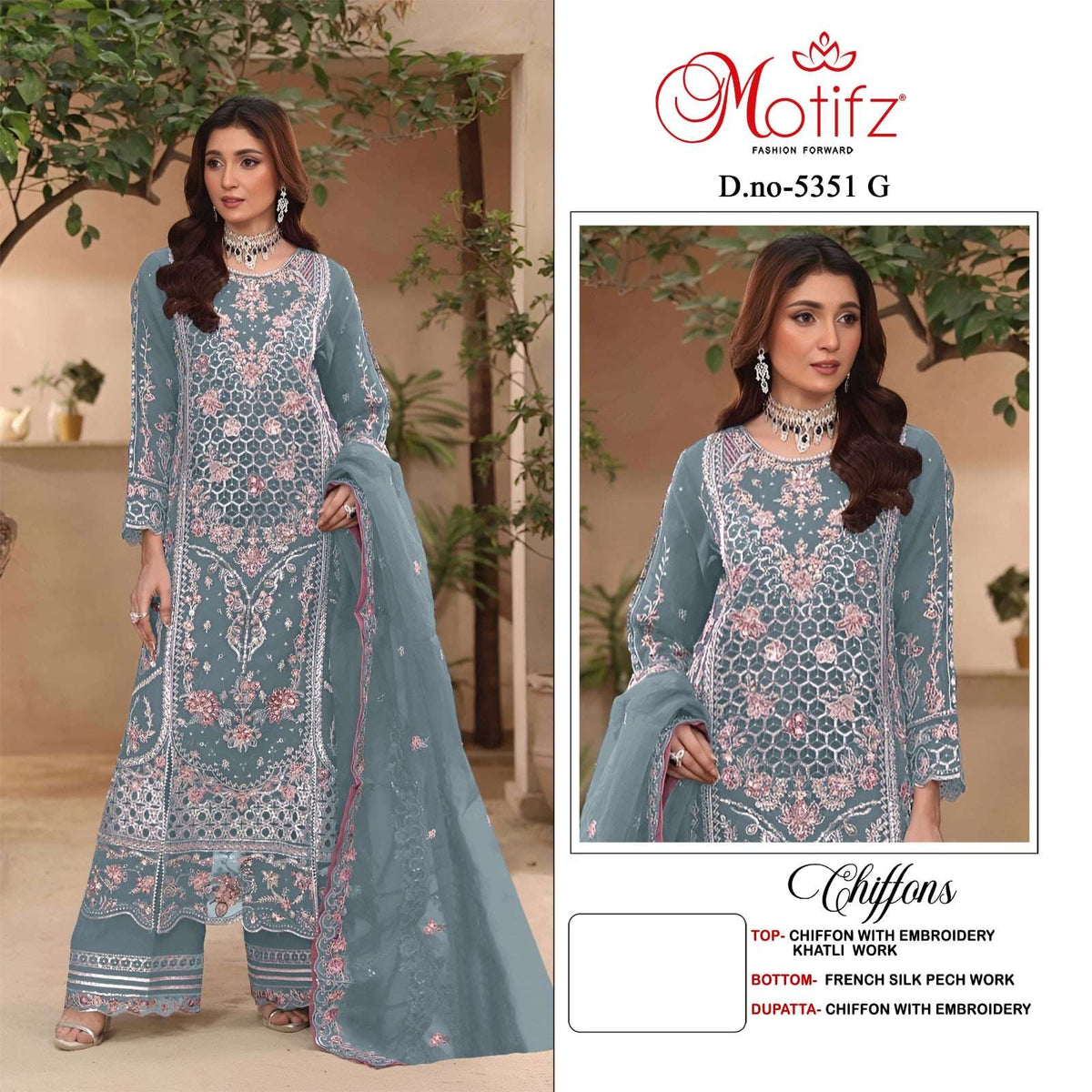 MOTIFZ 5351 Chiffon Pakistani Suit
