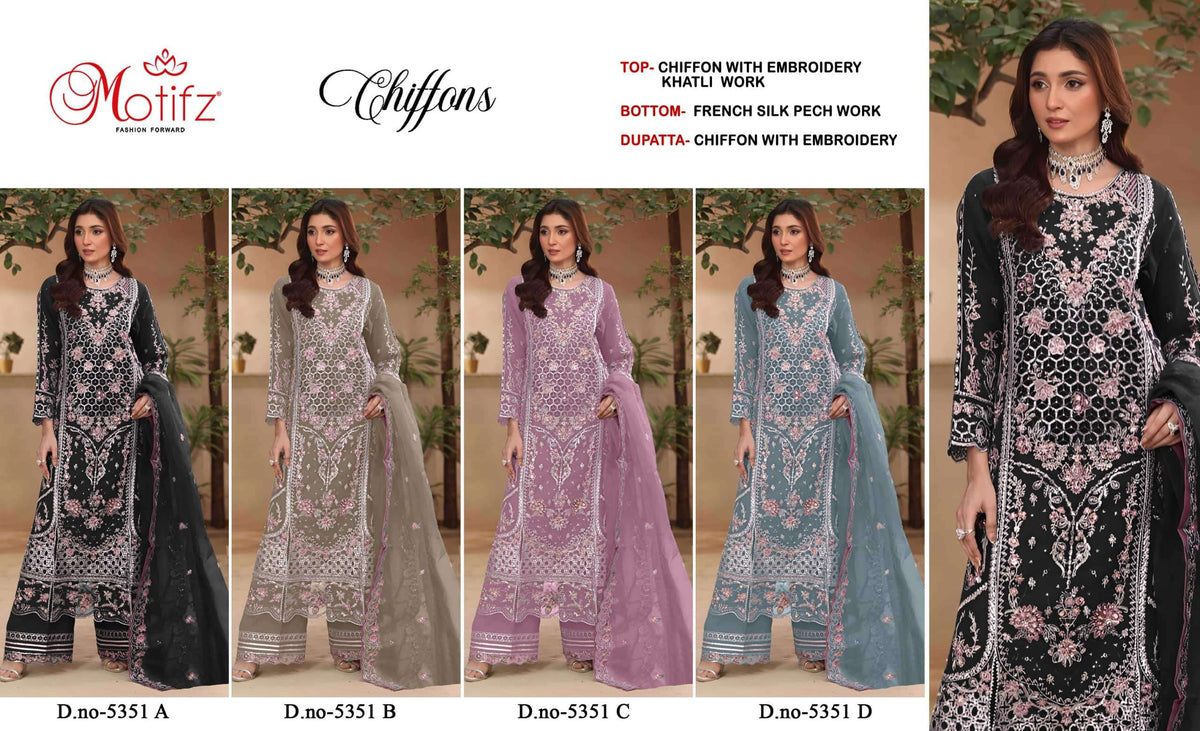 MOTIFZ 5351 Chiffon Pakistani Suit