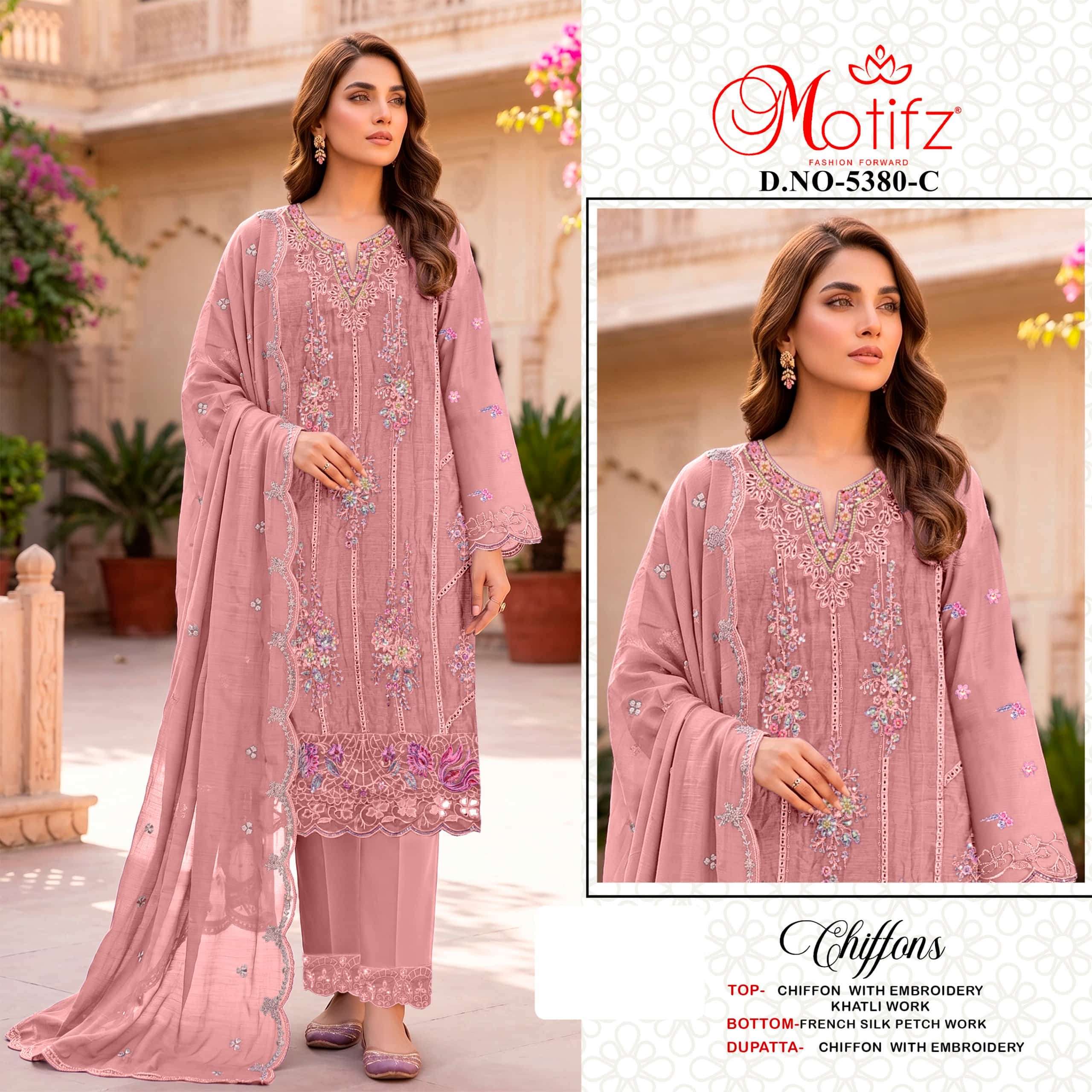 MOTIFZ 5380 Chiffon Pakistani Suit Set