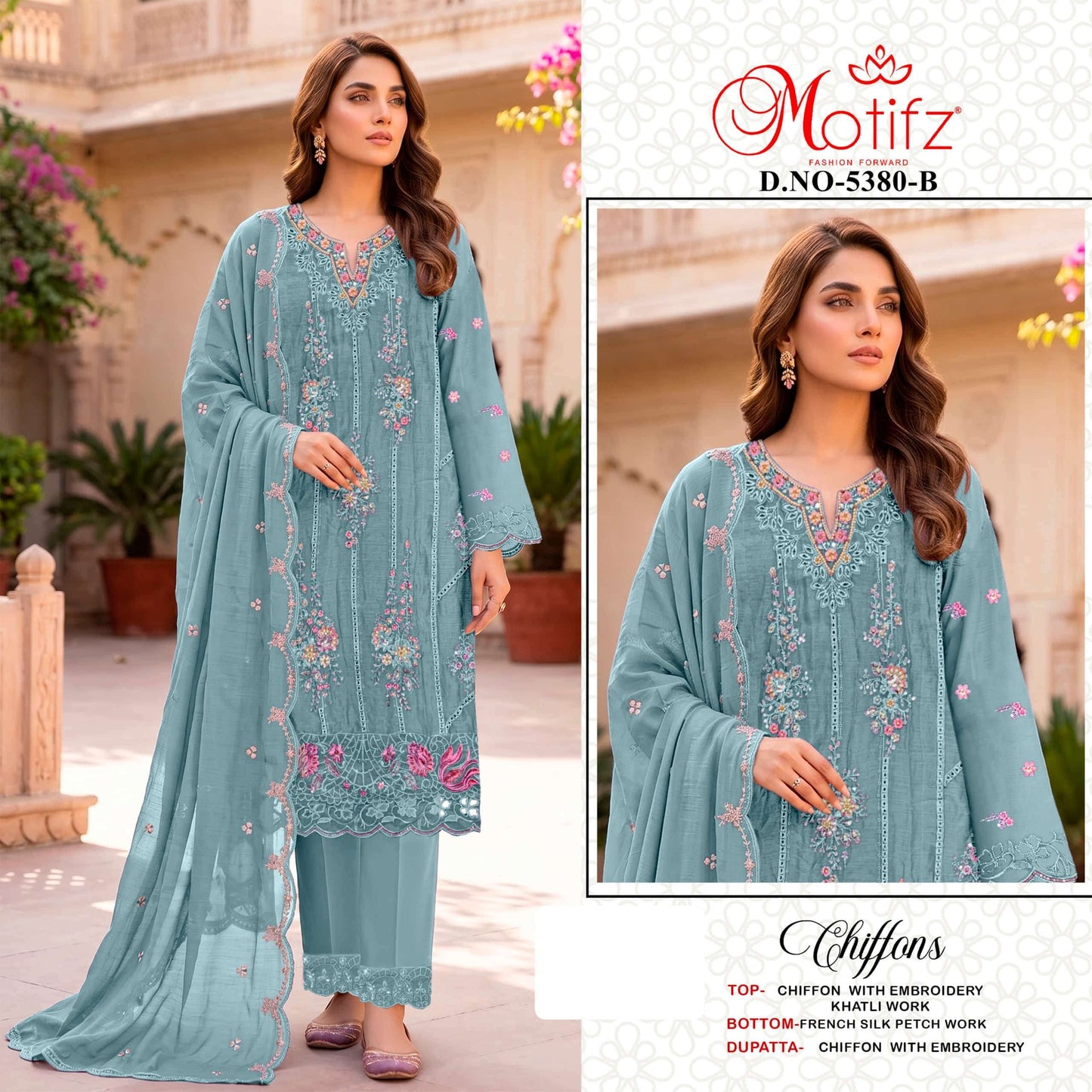 MOTIFZ 5380 Chiffon Pakistani Suit Set