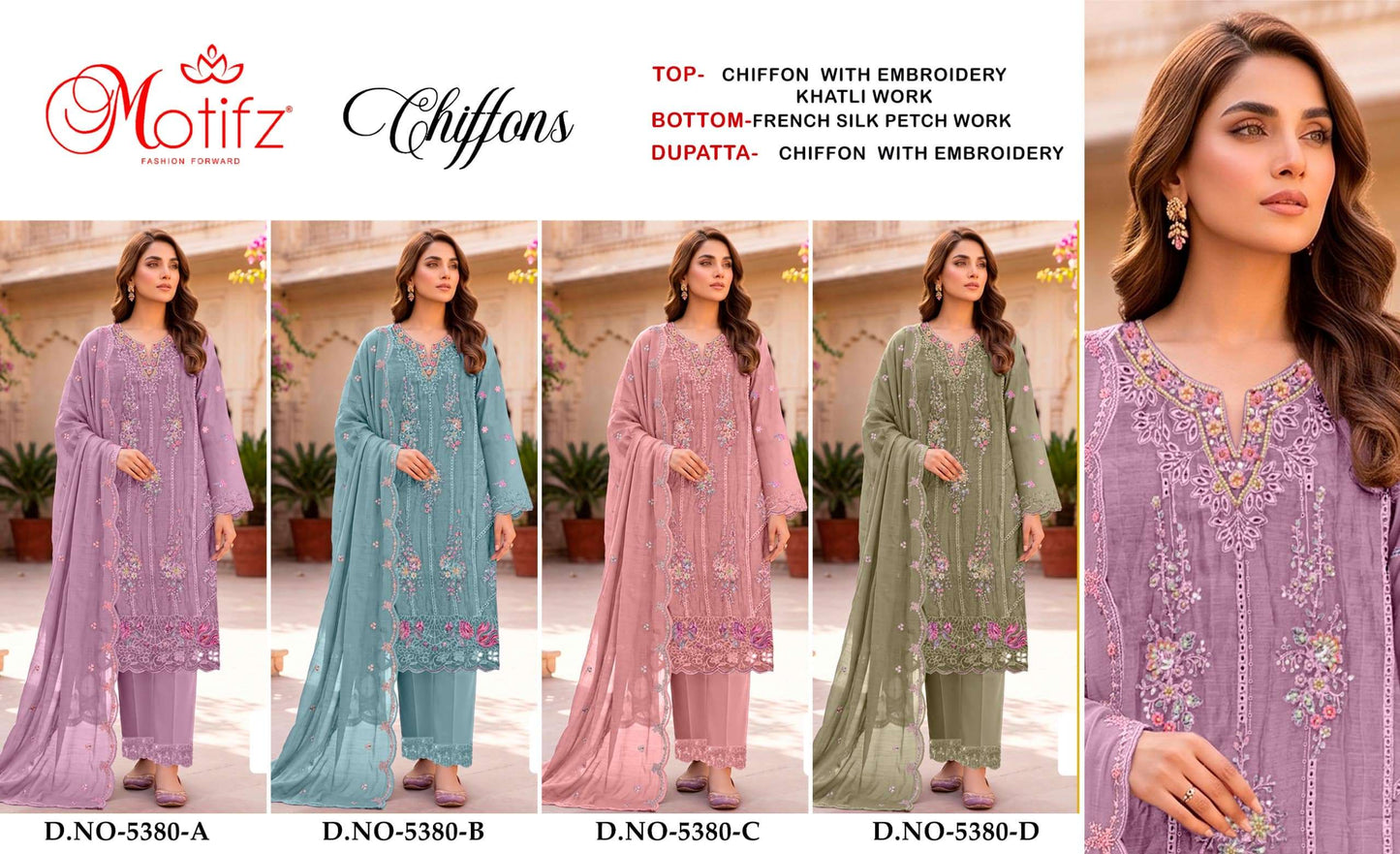 MOTIFZ 5380 Chiffon Pakistani Suit Set