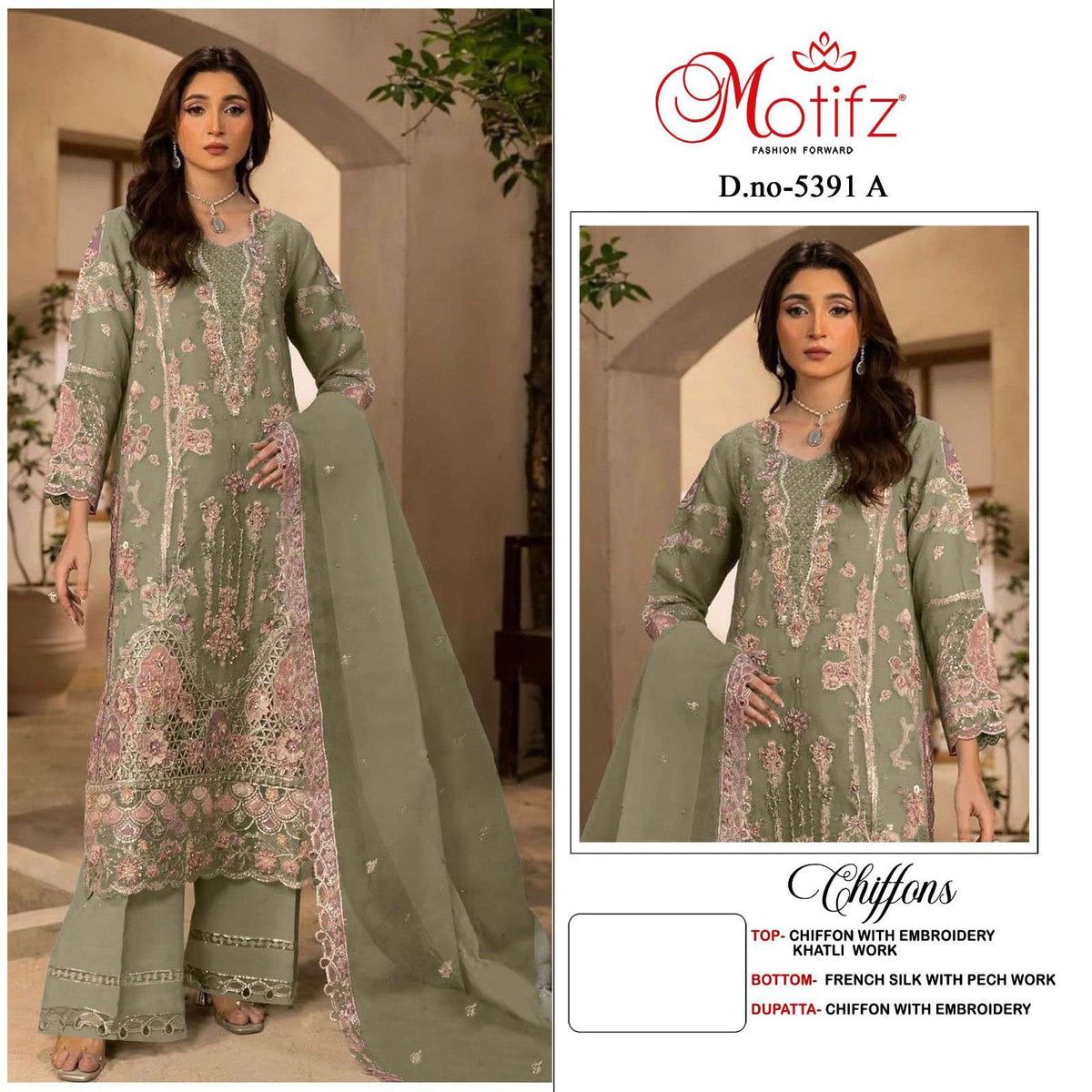 MOTIFZ 5391 Chiffon Pakistani Suit